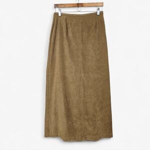 Vintage Norton McNaughton Microsuede Tan Camel Neutral Back Vent Midi Skirt 6